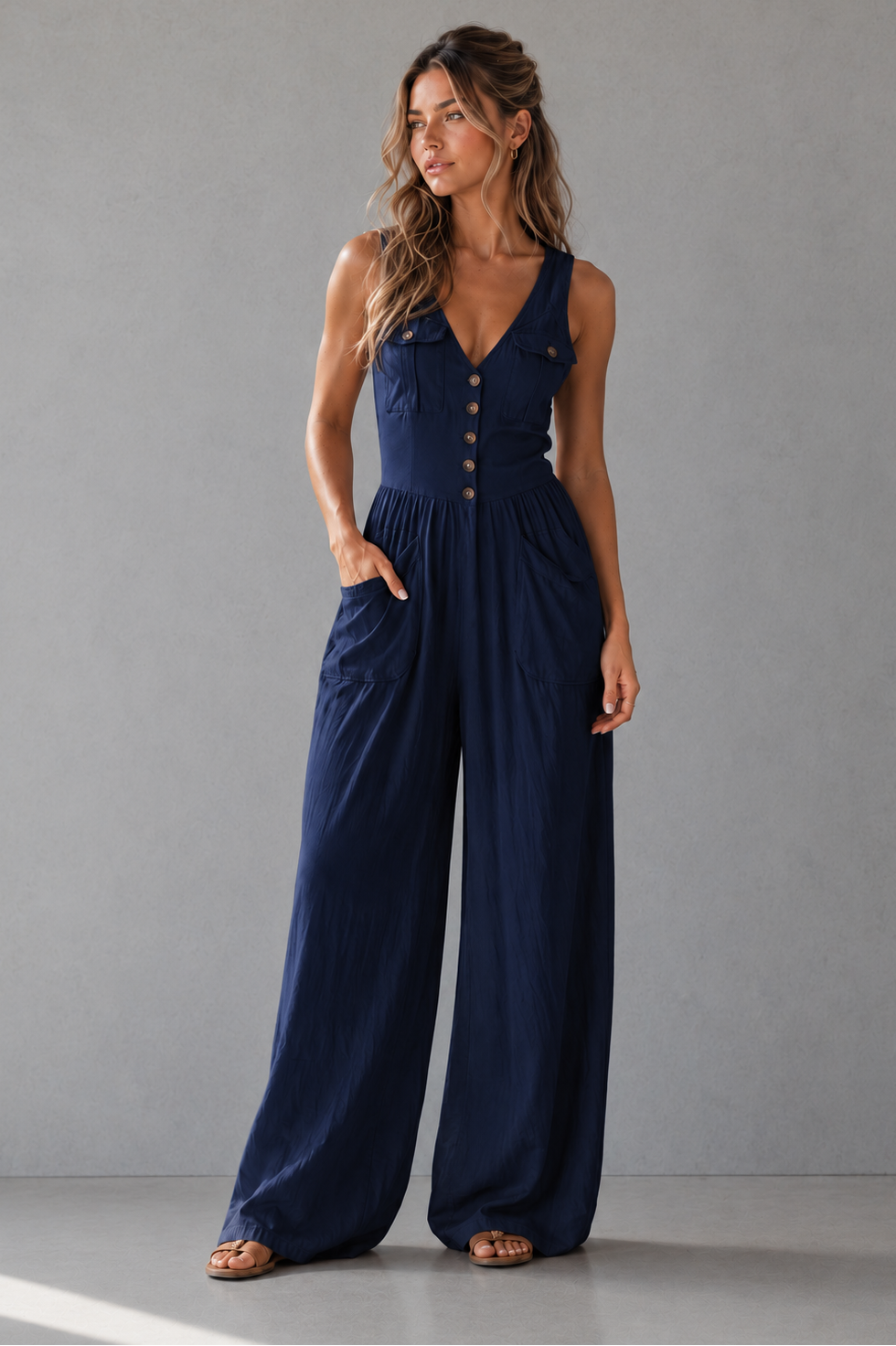 Ursula | Casual Wide Leg Jumpsuit With Pockets