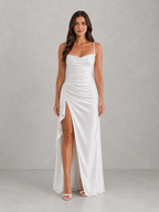 Francesca | Plus Size Evening Dresses Draped Satin Maxi Gown