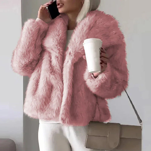 Apolline | Faux Fur Winter Jacket Black White Puffer Jackets — Pink