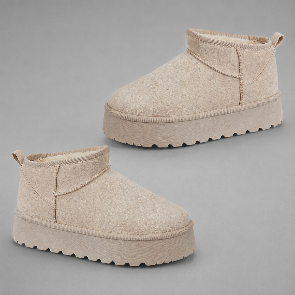 Josephine | Warm Fur Lined Platform Snow Boots Winter Comfort — Beige
