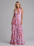 Leonie | Floral Halter Bridesmaid Dresses Maxi Wedding Guest