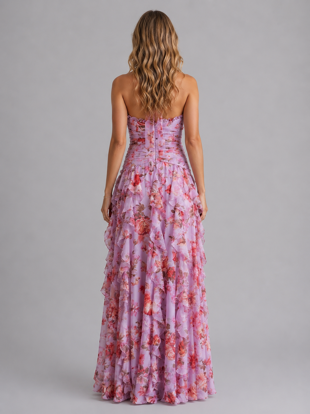 Leonie | Floral Halter Bridesmaid Dresses Maxi Wedding Guest