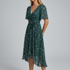 Lucinda | Floral Midi Summer Dress with Flutter Sleeves
