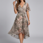 Lucinda | Floral Midi Summer Dress with Flutter Sleeves