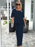 Xanthe | Elegant Navy Two-Piece Office Attire For Women