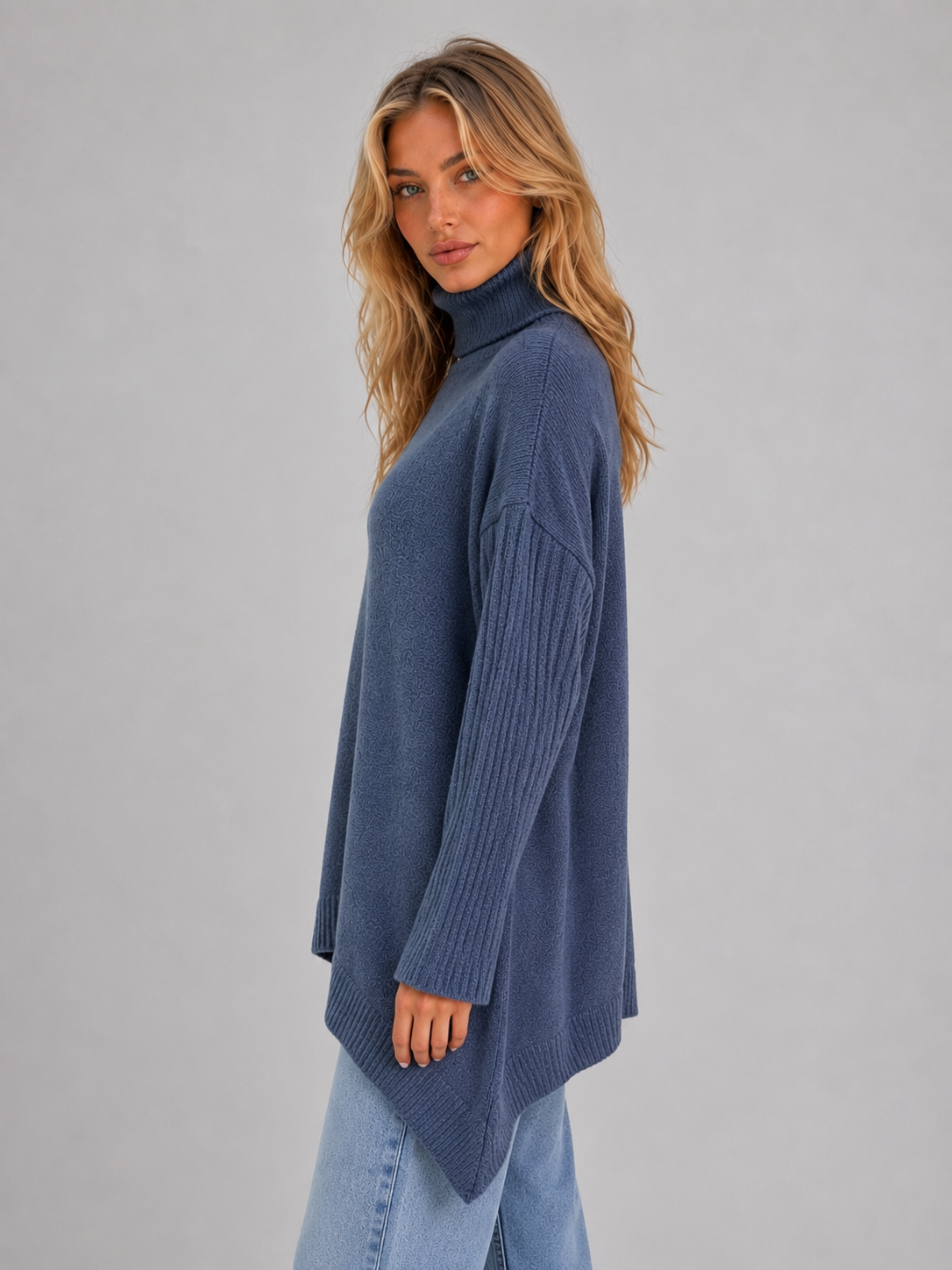 Iliana | Oversized Roll Neck White Jumper Sweater Cosy Knit