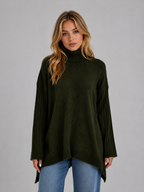 Iliana | Oversized Roll Neck White Jumper Sweater Cosy Knit — Green