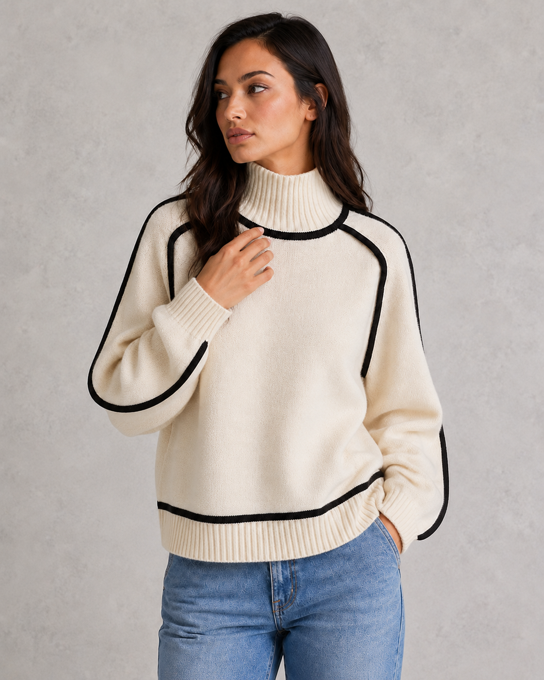 Vivienne | Wool Cashmere Roll Neck Jumper — White