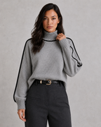 Vivienne | Wool Cashmere Roll Neck Jumper — Light Gray