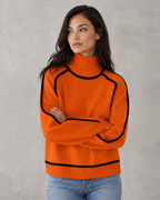 Vivienne | Wool Cashmere Roll Neck Jumper — Orange