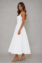 Adeline | Square Neck Midi Office Attire Dress For Women