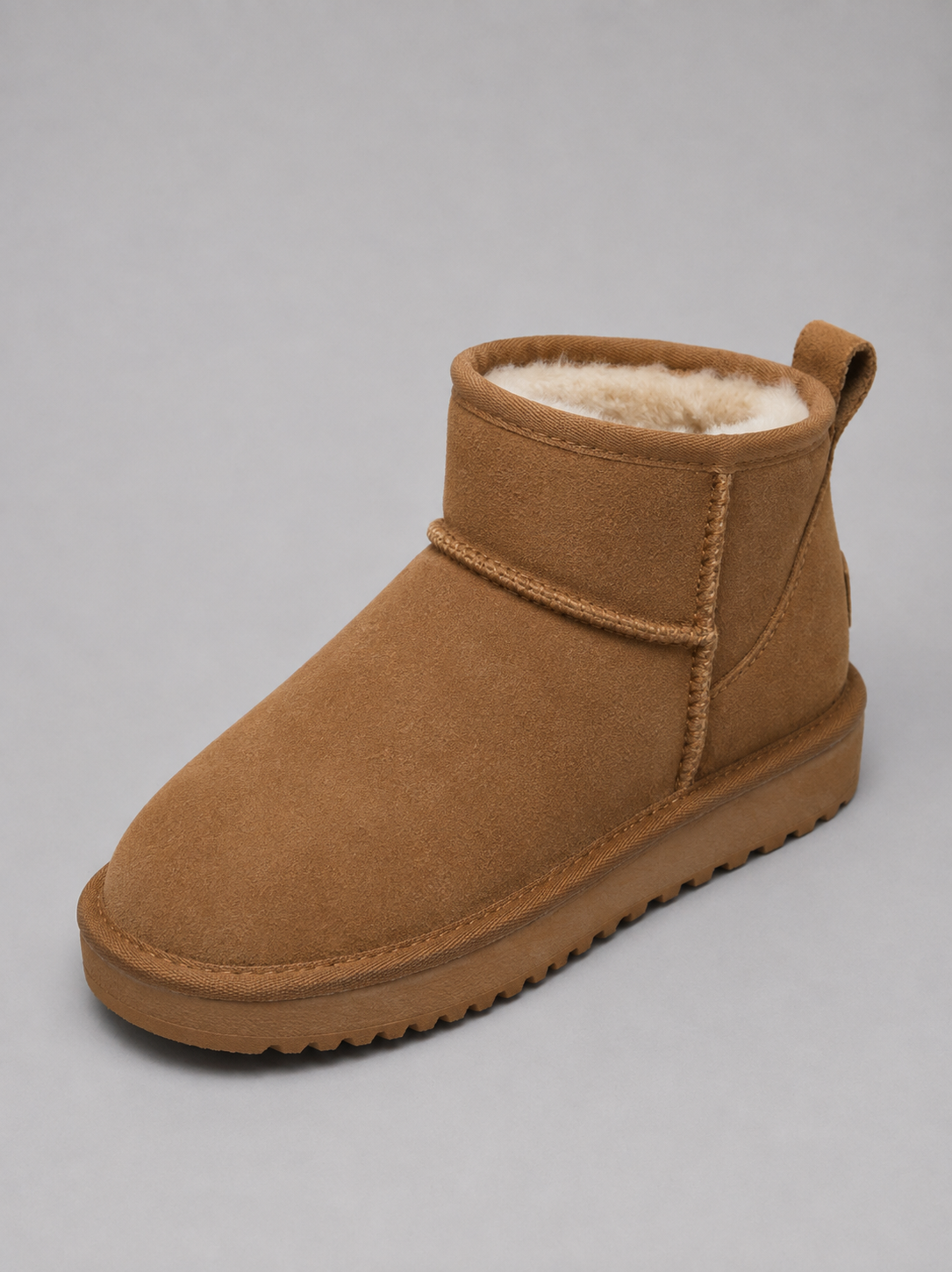 Iliana | Black Suede Leather Ankle Winter Boots — Beige