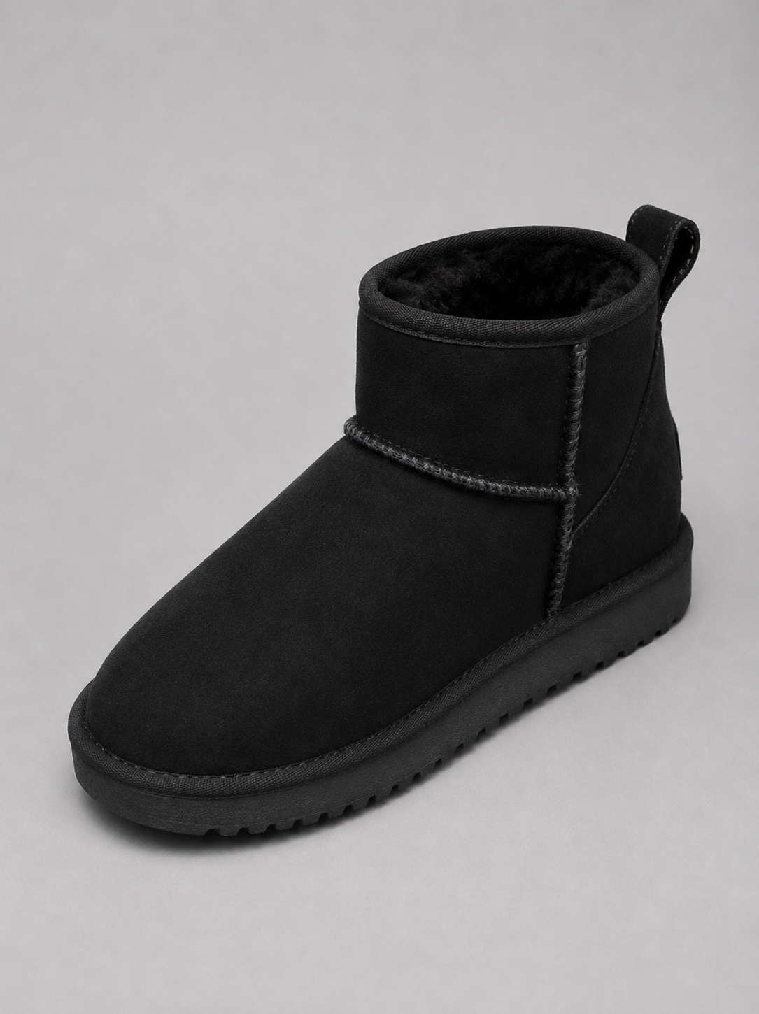 Iliana | Black Suede Leather Ankle Winter Boots — Black