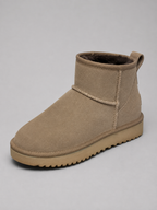 Iliana | Black Suede Leather Ankle Winter Boots — Taupe