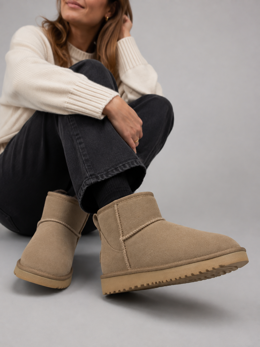 Iliana | Black Suede Leather Ankle Winter Boots