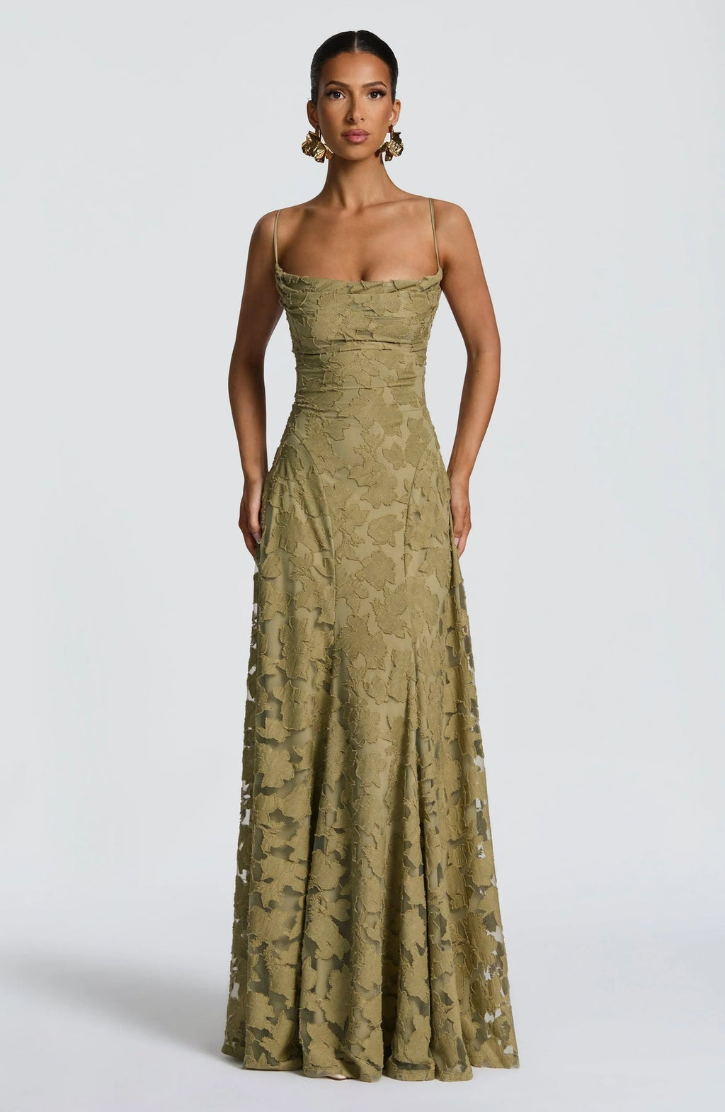Octavia | Ruched Spaghetti Strap A-Line Maxi Dress