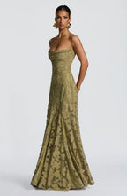 Octavia | Ruched Spaghetti Strap A-Line Maxi Dress