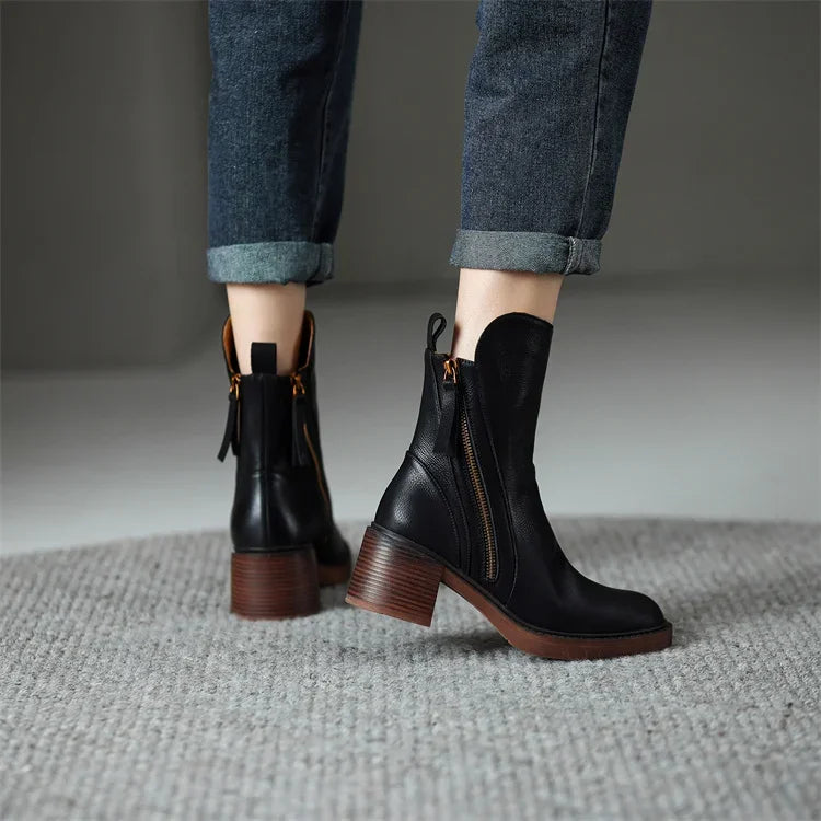 Hermione | Women's Heeled Leather Ankle Boots for Everyday Wear