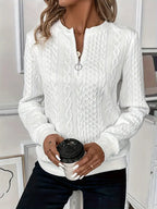 Rosaline | Chunky Cable Knit Half Zip Knitted Sweater