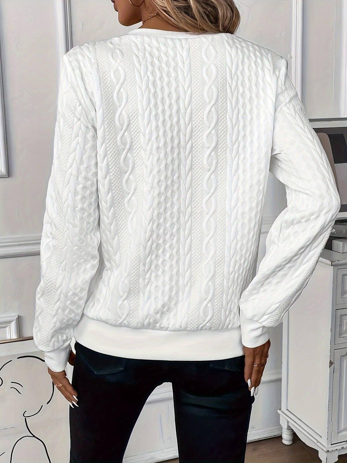 Rosaline | Chunky Cable Knit Half Zip Knitted Sweater