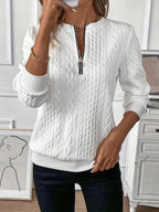 Rosaline | Chunky Cable Knit Half Zip Knitted Sweater — White