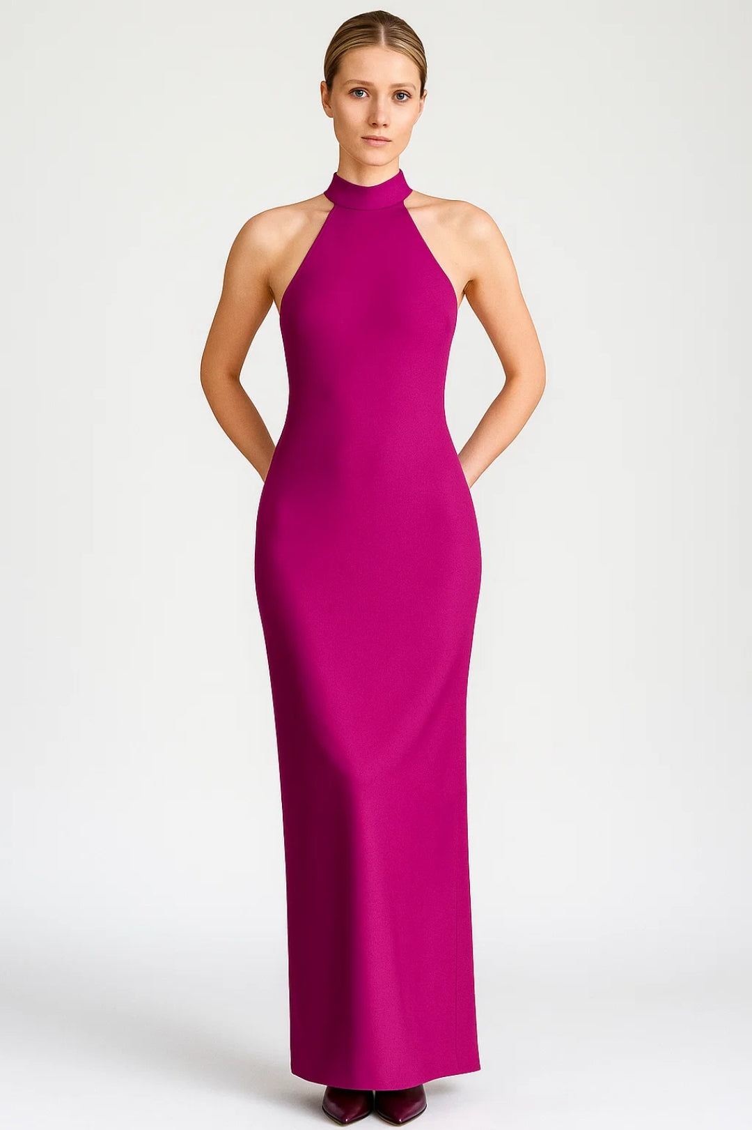 Sabine | Halter Neck Maxi Dress With Side Slit Evening Wear
