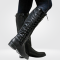 Adeline | Women's Lace-Up Knee-High Boots In Leather-Look