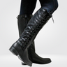 Adeline | Women's Lace-Up Knee-High Boots In Leather-Look