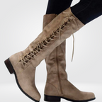 Adeline | Women's Lace-Up Knee-High Boots In Leather-Look