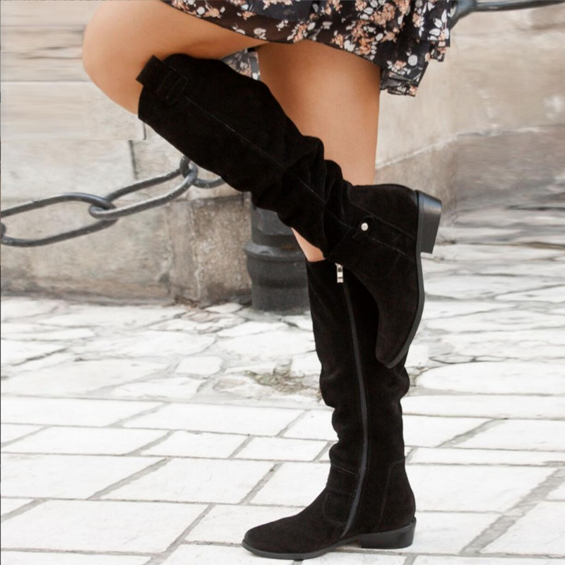 Maelys | Women's Suede Knee-High Slouch Boots