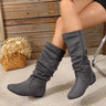 Flavie | Women's Grey Suede Slouch Boots Mid-Calf Casual