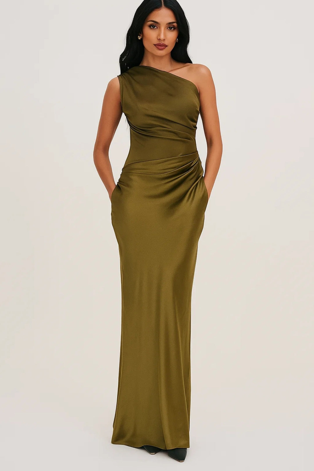 Genevieve | One-Shoulder Draped Maxi Dress For Evening Events