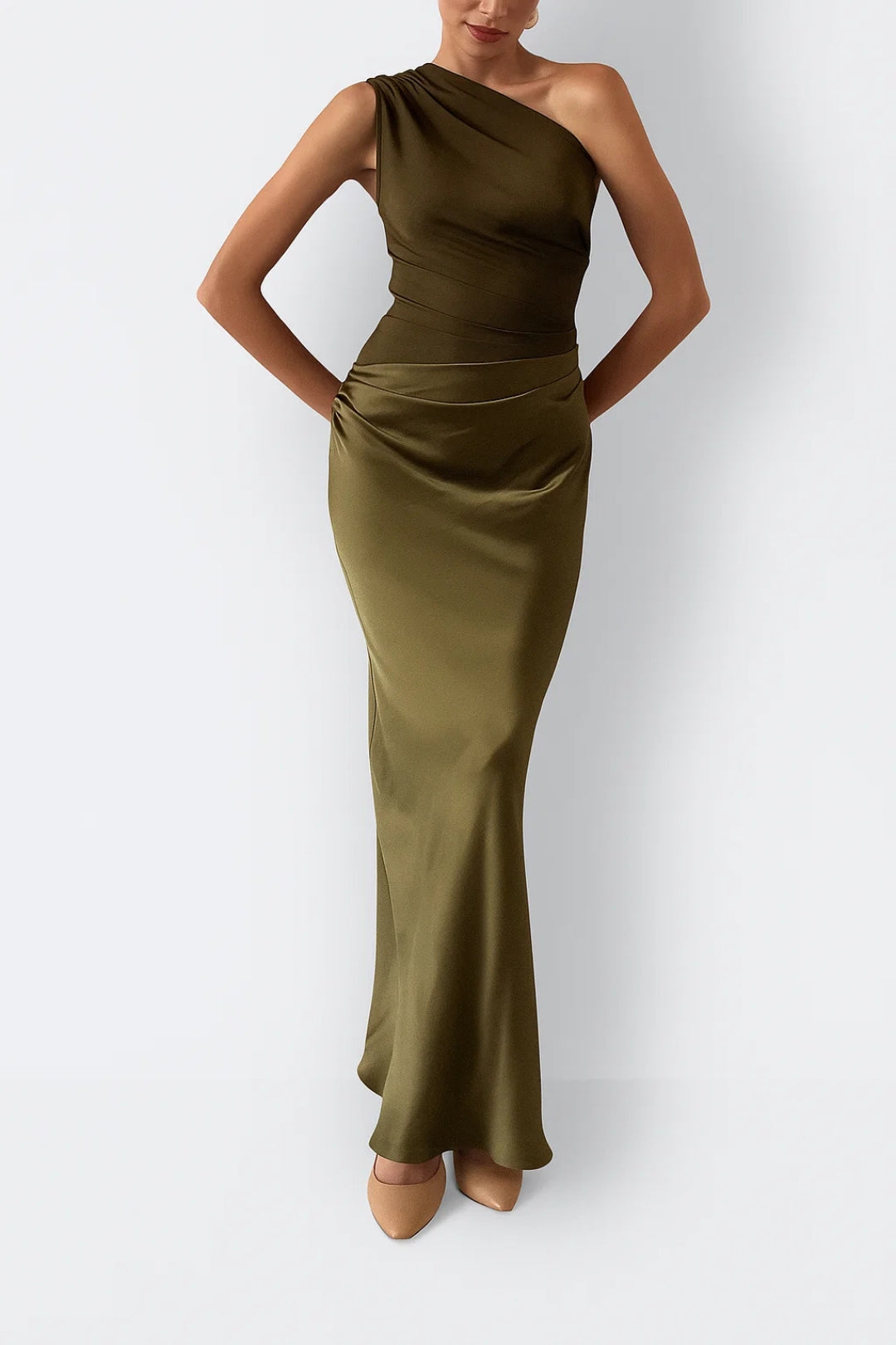 Genevieve | One-Shoulder Draped Maxi Dress For Evening Events
