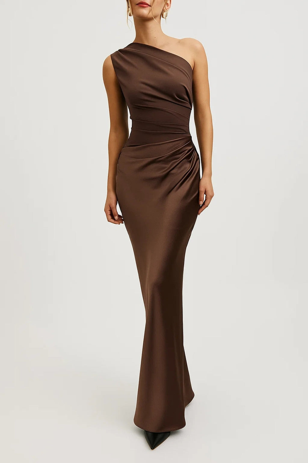 Genevieve | One-Shoulder Draped Maxi Dress For Evening Events