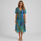Quintessa | Floral Wrap Tiered Midi Wedding Guest Dresses