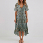 Quintessa | Floral Wrap Tiered Midi Wedding Guest Dresses
