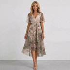 Quintessa | Floral Wrap Tiered Midi Wedding Guest Dresses