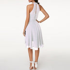 Yolanda | Pleated Halter Neck Layered Mini Cocktail Dress