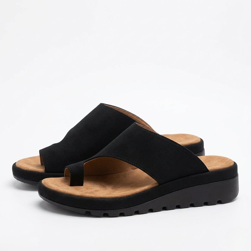 Lucinda | Toe Ring Slide Sandal in Gold Silver Black Yellow