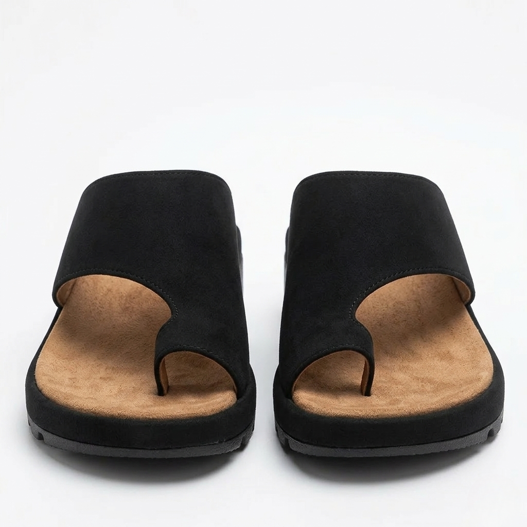 Lucinda | Toe Ring Slide Sandal in Gold Silver Black Yellow