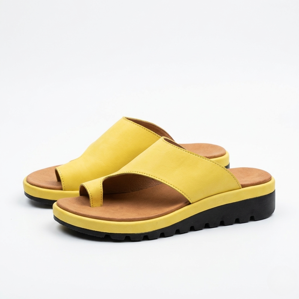 Lucinda | Toe Ring Slide Sandal in Gold Silver Black Yellow