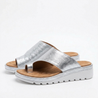 Lucinda | Toe Ring Slide Sandal in Gold Silver Black Yellow