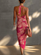 Philippa | Cowl Neck Floral Pleated Midi Dress