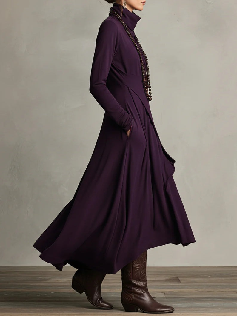 Tatiana | Turtleneck Asymmetric Drape Maxi Dress Evening Wear