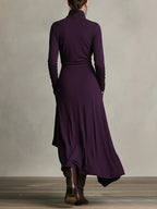 Tatiana | Turtleneck Asymmetric Drape Maxi Dress Evening Wear