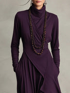 Tatiana | Turtleneck Asymmetric Drape Maxi Dress Evening Wear