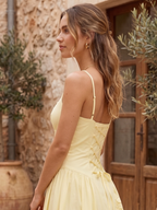 Zara | Lemon Babydoll Spaghetti Strap Corset Midi Dress