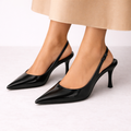 Octavia | Black Low Closed Toe Heels For Work & Evening