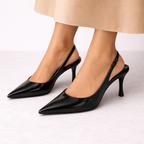 Octavia | Black Low Closed Toe Heels For Work & Evening