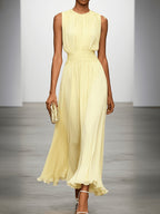 Arabella | Pleated Maxi Wedding Guest Dress With Ruched Waist